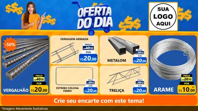 Modelo de TV para TV Horizontal com o tema Oferta do Dia para Ferragens