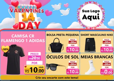 Modelo de Encarte para Encarte A4 Horizontal com o tema Valentine's Day para Roupas e acessórios