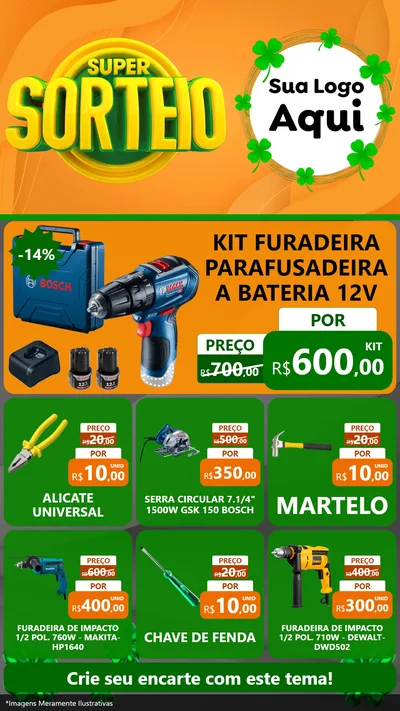 Modelo de Rede Social para Stories com o tema Super Sorteio para Maquinas e Ferramentas