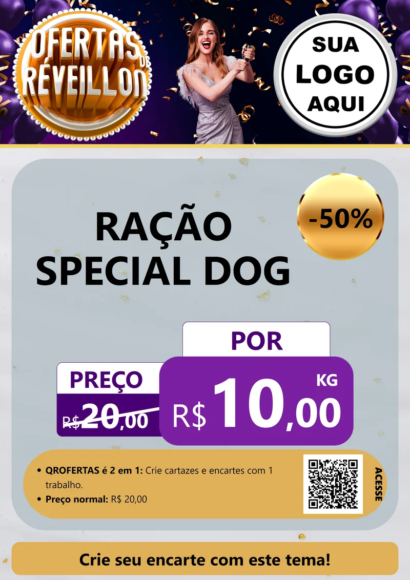 Modelo de Cartaz para Cartaz A4 Vertical com o tema Ofertas de Réveillon para Pet Shop