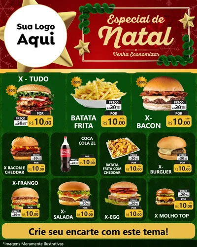 Modelo de Rede Social para Feed Instagram com o tema Especial de Natal para Hamburgueria