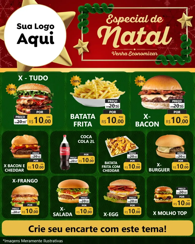 Modelo de Rede Social para Feed Instagram com o tema Especial de Natal para Hamburgueria