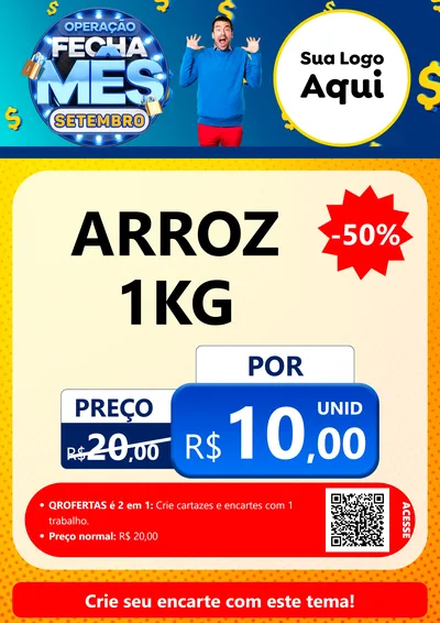 Modelo de Cartaz para Cartaz A4 Vertical com o tema Operação Fecha Mês Setembro para Supermercado