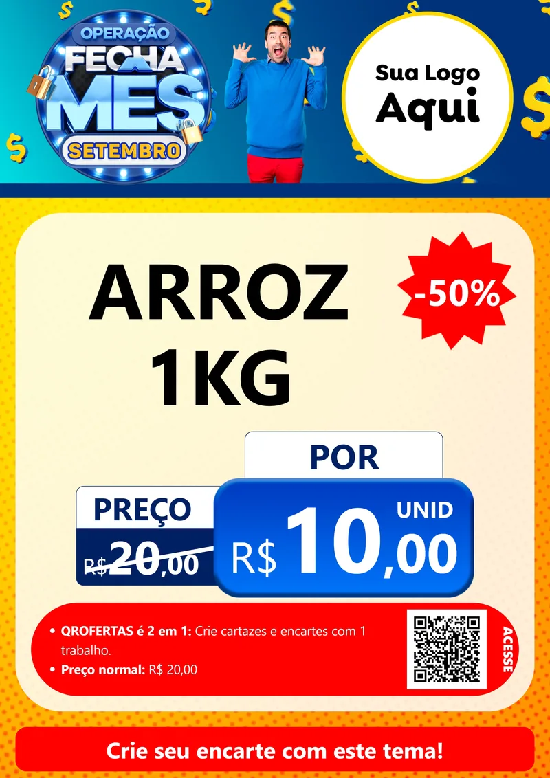 Modelo de Cartaz para Cartaz A4 Vertical com o tema Operação Fecha Mês Setembro para Supermercado