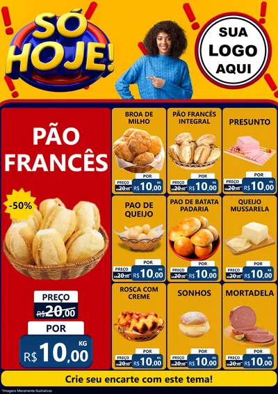 Modelo de Encarte para Encarte A4 Vertical com o tema Só Hoje! para Padaria