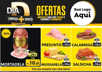 Modelo de Encarte para Encarte A4 Horizontal com o tema Dia D Mais Economia para Frios e Laticínios