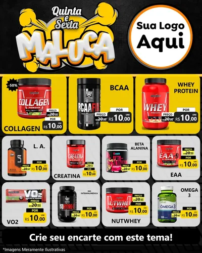 Modelo de Rede Social para Feed Instagram com o tema Quinta e Sexta Maluca para Suplementos alimentares