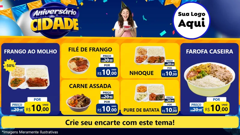 Modelo de TV para TV Horizontal com o tema Aniversário da Cidade para Restaurante