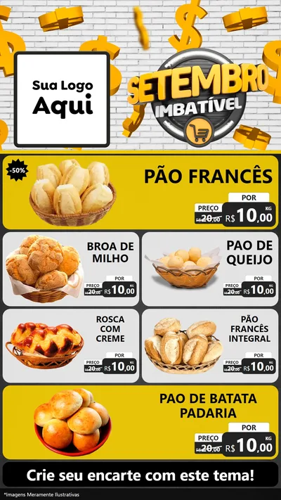 Modelo de TV para TV Vertical com o tema Setembro Imbatível para Padaria