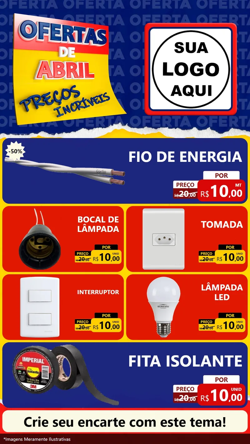 Modelo de TV para TV Vertical com o tema Ofertas de Abril - Preços Incríveis para Materiais Elétricos