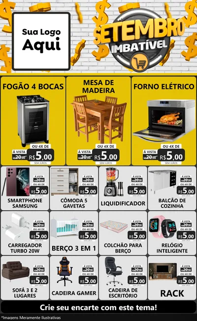 Modelo de Encarte para Encarte Grande com o tema Setembro Imbatível para Móveis e Eletro