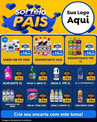 Modelo de Rede Social para Feed Instagram com o tema Sorteio Dia dos Pais para Produtos de Limpeza