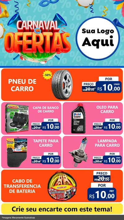 Modelo de TV para TV Vertical com o tema Carnaval de Ofertas para Auto peças