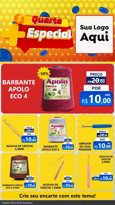 Modelo de Rede Social para Stories com o tema Quarta Mais Especial para Armarinho e Aviamentos