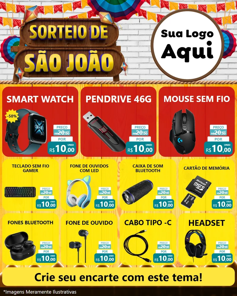 Modelo de Rede Social para Feed Instagram com o tema Sorteio de São João para Informática