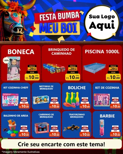 Modelo de Rede Social para Feed Instagram com o tema Festa Bumba meu Boi para Brinquedos