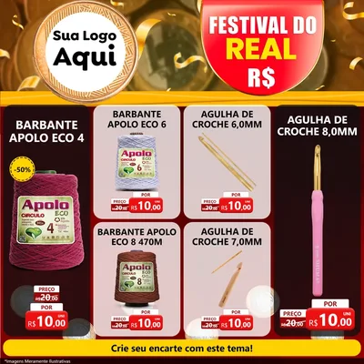 Modelo de Rede Social para Feed Facebook com o tema Festival do Real para Armarinho e Aviamentos