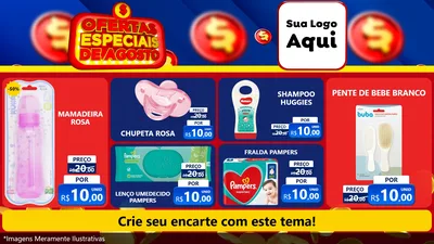 Modelo de TV para TV Horizontal com o tema Ofertas Especiais de Agosto para Bebês