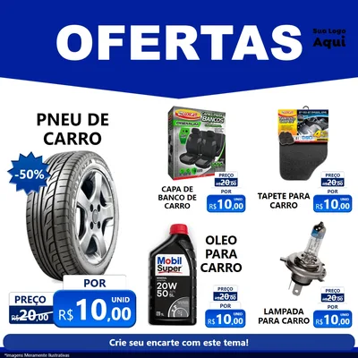 Modelo de Rede Social para Feed Facebook com o tema Ofertas Azul Cartaz para Auto peças