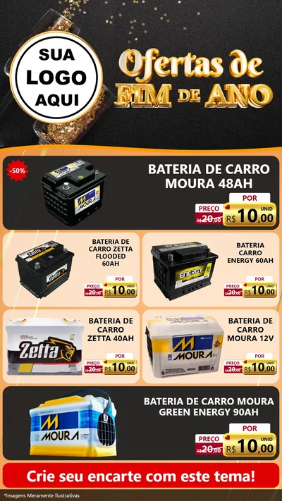 Modelo de TV para TV Vertical com o tema Ofertas de Fim de Ano para Baterias Elétricas