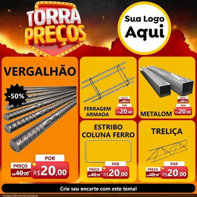 Modelo de Rede Social para Feed Facebook com o tema Torra Preços para Ferragens