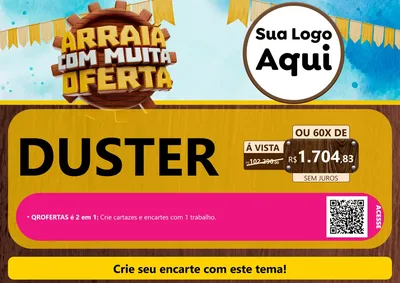 Modelo de Cartaz para Cartaz A4 Horizontal com o tema Ofertas de São João - Junina para Concessionaria de Carros
