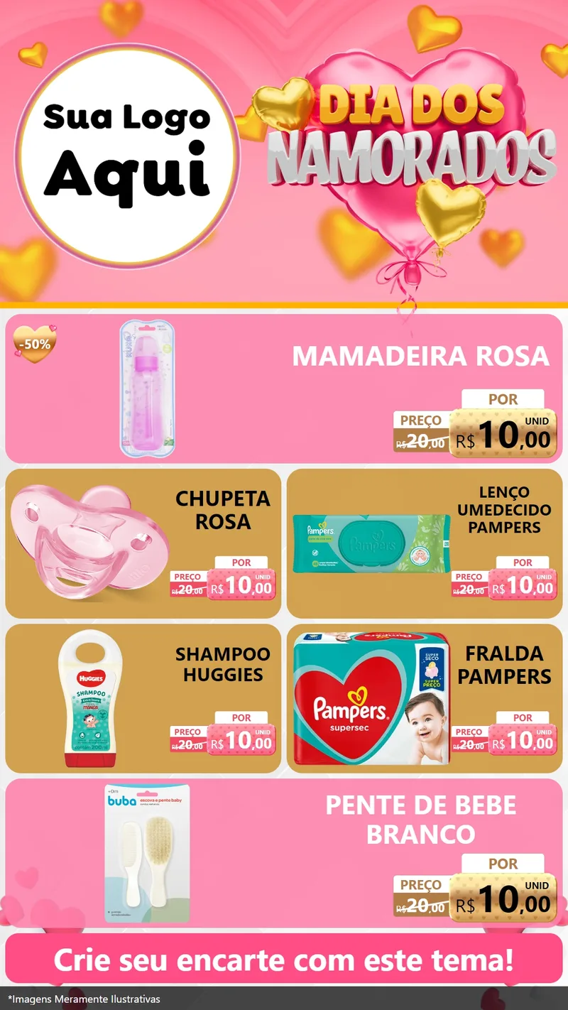 Modelo de TV para TV Vertical com o tema Dia dos Namorados para Bebês
