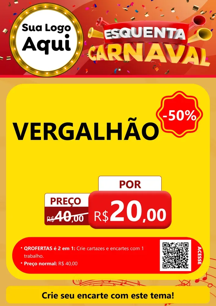 Modelo de Cartaz para Cartaz A4 Vertical com o tema Esquenta Carnaval para Ferragens