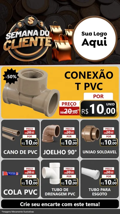 Modelo de Rede Social para Stories com o tema Semana do Cliente para Tubos e conexões