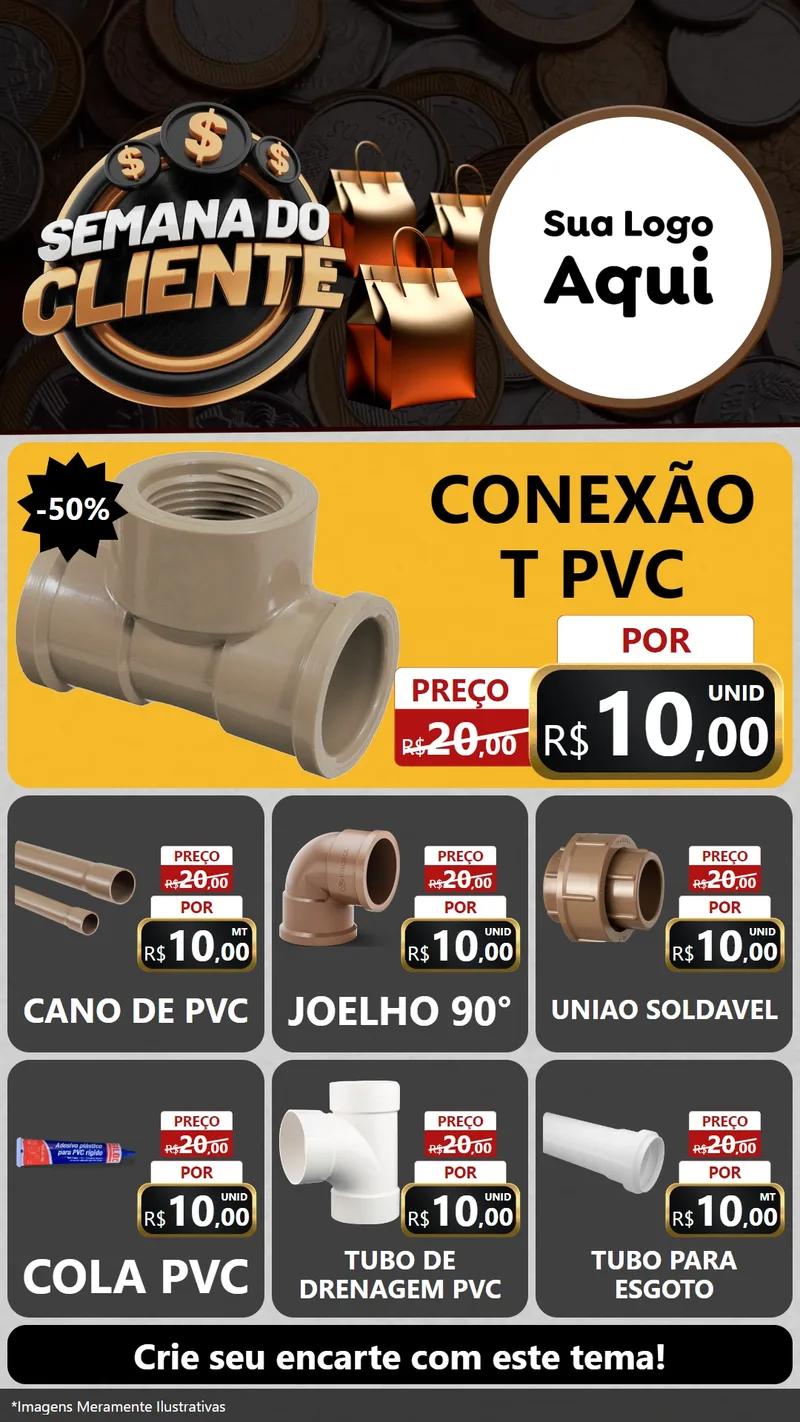 Modelo de Rede Social para Stories com o tema Semana do Cliente para Tubos e conexões