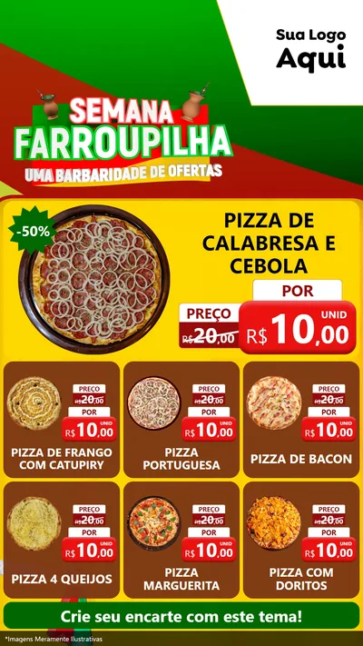 Modelo de Rede Social para Stories com o tema Semana Farroupilha - Uma Barbaridade de Ofertas para Pizzaria