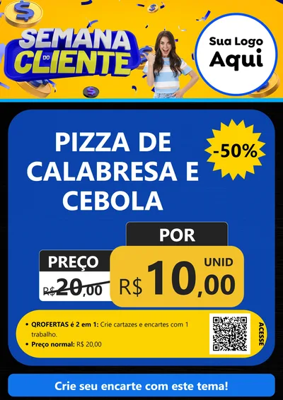 Modelo de Cartaz para Cartaz A4 Vertical com o tema Semana do Cliente para Pizzaria
