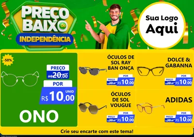 Modelo de Encarte para Encarte A4 Horizontal com o tema Preço Baixo de Independência para Óticas