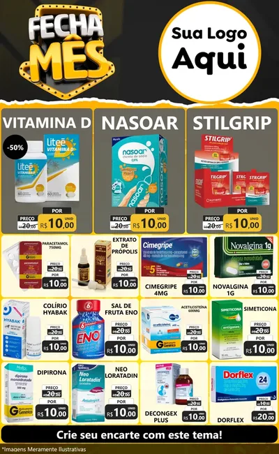 Modelo de Encarte para Encarte Grande com o tema Fecha Mês para Farmácia