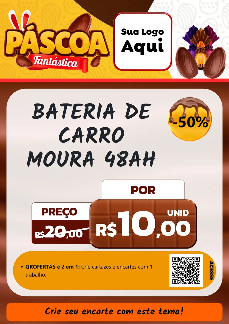 Modelo de Cartaz para Cartaz A4 Vertical com o tema Páscoa Fantástica para Baterias Elétricas