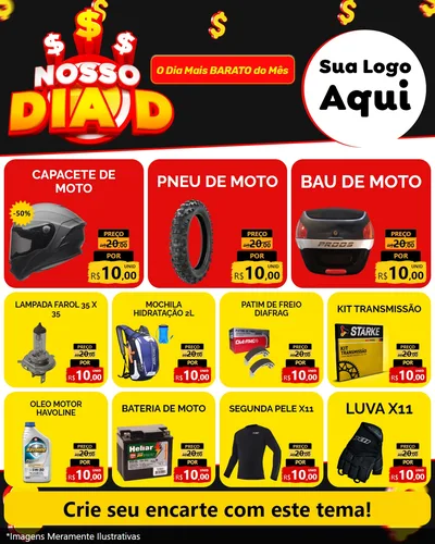 Modelo de Rede Social para Feed Instagram com o tema Nosso Dia D para Moto peças