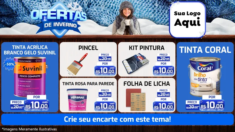 Modelo de TV para TV Horizontal com o tema Ofertas de Inverno para Tintas e Ferramentas