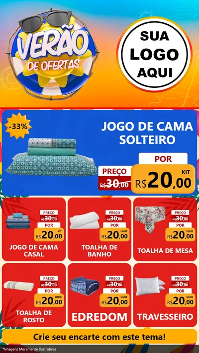 Modelo de Rede Social para Stories com o tema Verão de Ofertas para Cama, Mesa e Banho