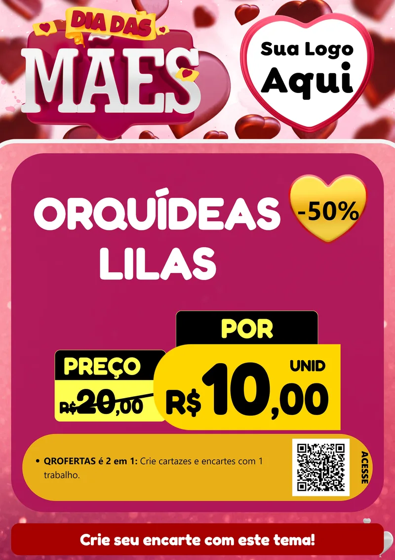 Modelo de Cartaz para Cartaz A4 Vertical com o tema Dia Das Mães para Floricultura e jardim