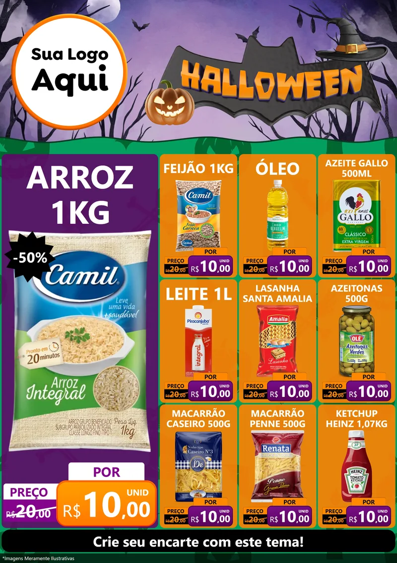 Modelo de Encarte para Encarte A4 Vertical com o tema Halloween para Supermercado