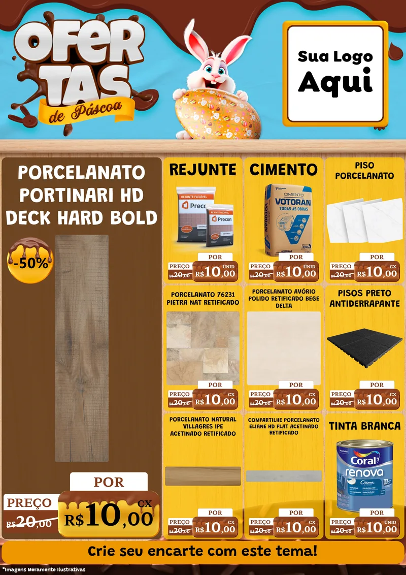 Modelo de Encarte para Encarte A4 Vertical com o tema Ofertas de Páscoa para Pisos e revestimentos