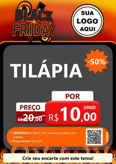Modelo de Cartaz para Cartaz A4 Vertical com o tema Black Friday para Peixaria