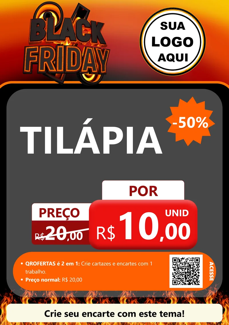 Modelo de Cartaz para Cartaz A4 Vertical com o tema Black Friday para Peixaria