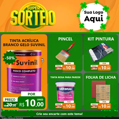 Modelo de Rede Social para Feed Facebook com o tema Super Sorteio para Tintas e Ferramentas