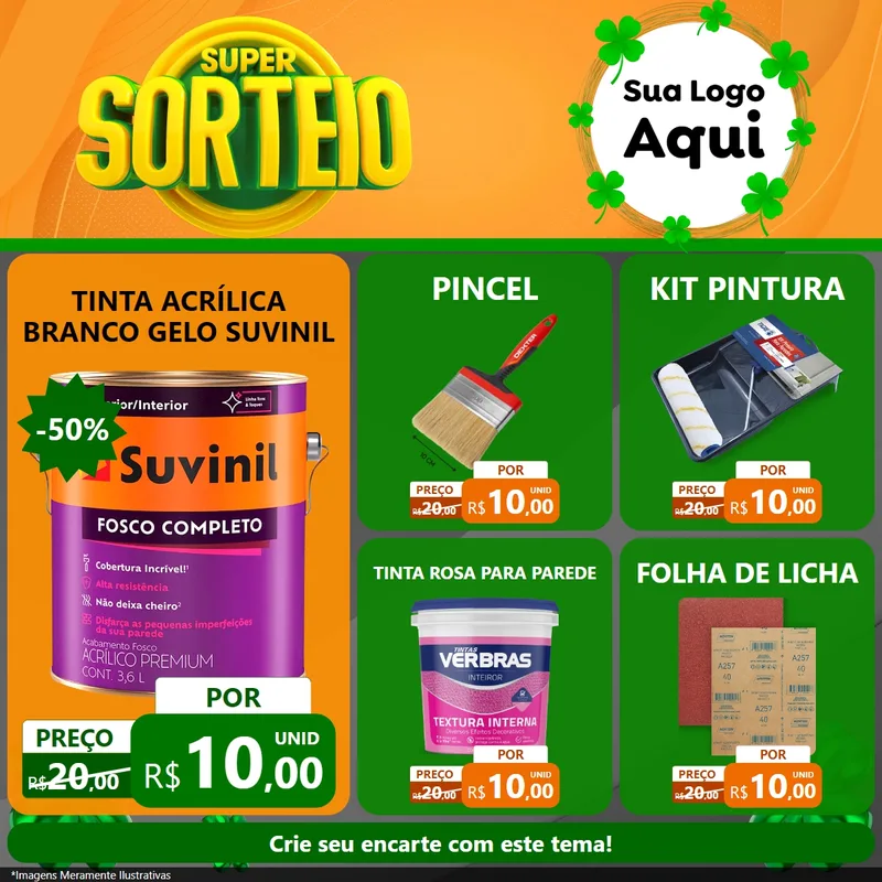 Modelo de Rede Social para Feed Facebook com o tema Super Sorteio para Tintas e Ferramentas
