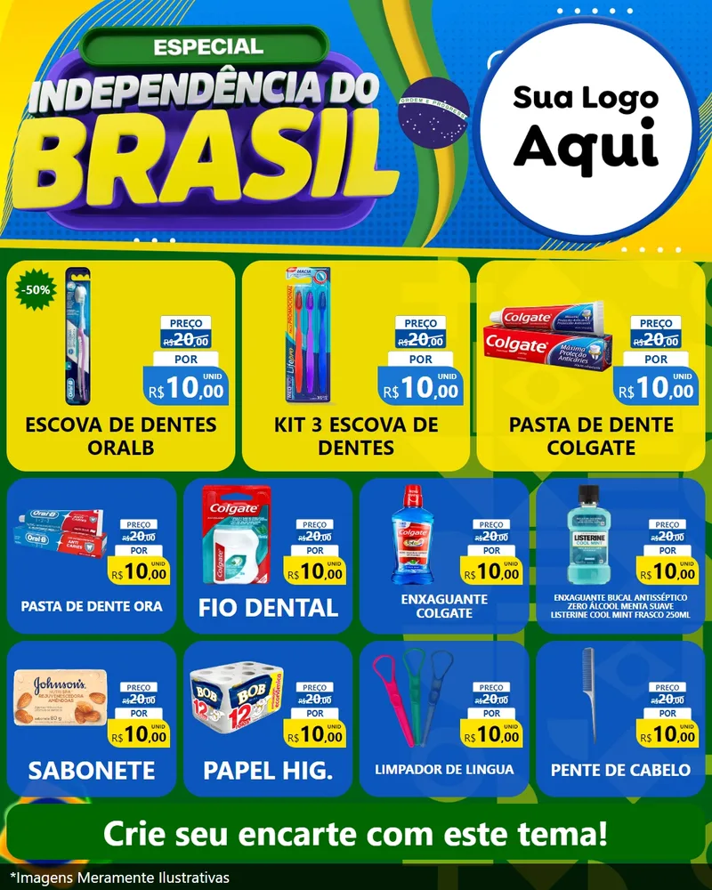 Modelo de Rede Social para Feed Instagram com o tema Especial Independência do Brasil para Higiene Pessoal
