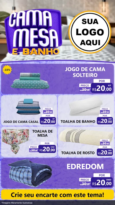 Modelo de TV para TV Vertical com o tema Cama , Mesa e Banho para Cama, Mesa e Banho