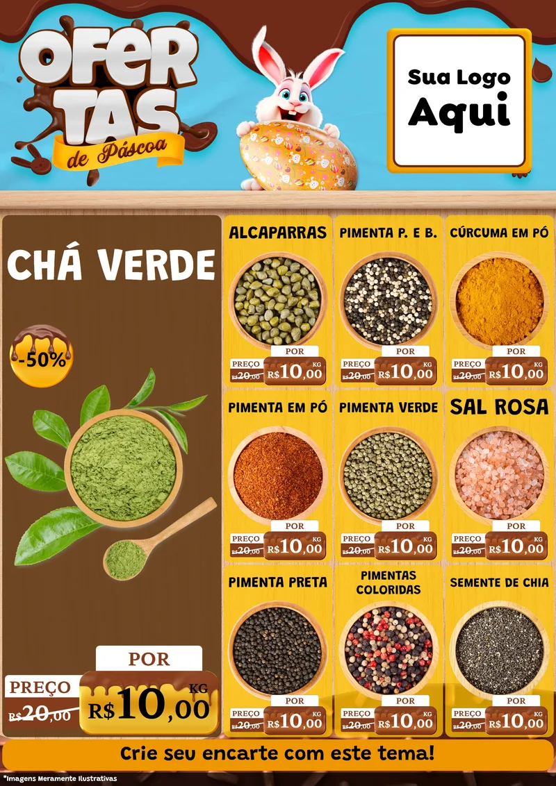 Modelo de Encarte para Encarte A4 Vertical com o tema Ofertas de Páscoa para Produtos Naturais