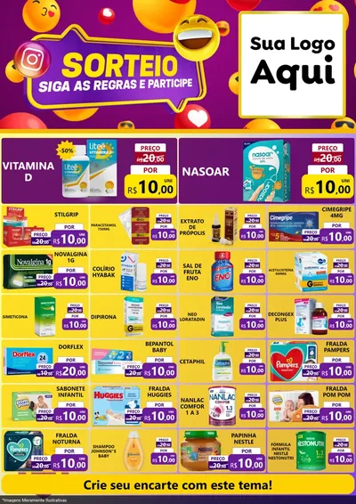 Modelo de Encarte para Encarte A4 Vertical com o tema Sorteio para Farmácia