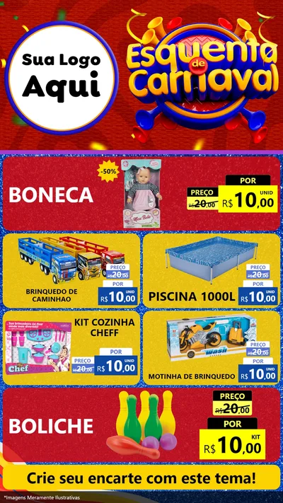 Modelo de TV para TV Vertical com o tema Esquenta de Carnaval para Brinquedos